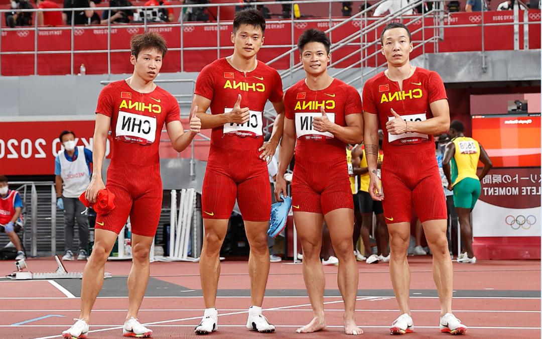 中国男子4×100米接力队东京奥运会主力队员吴智强、苏炳添、谢震业、汤星强（从左至右）均入围世锦赛名单。